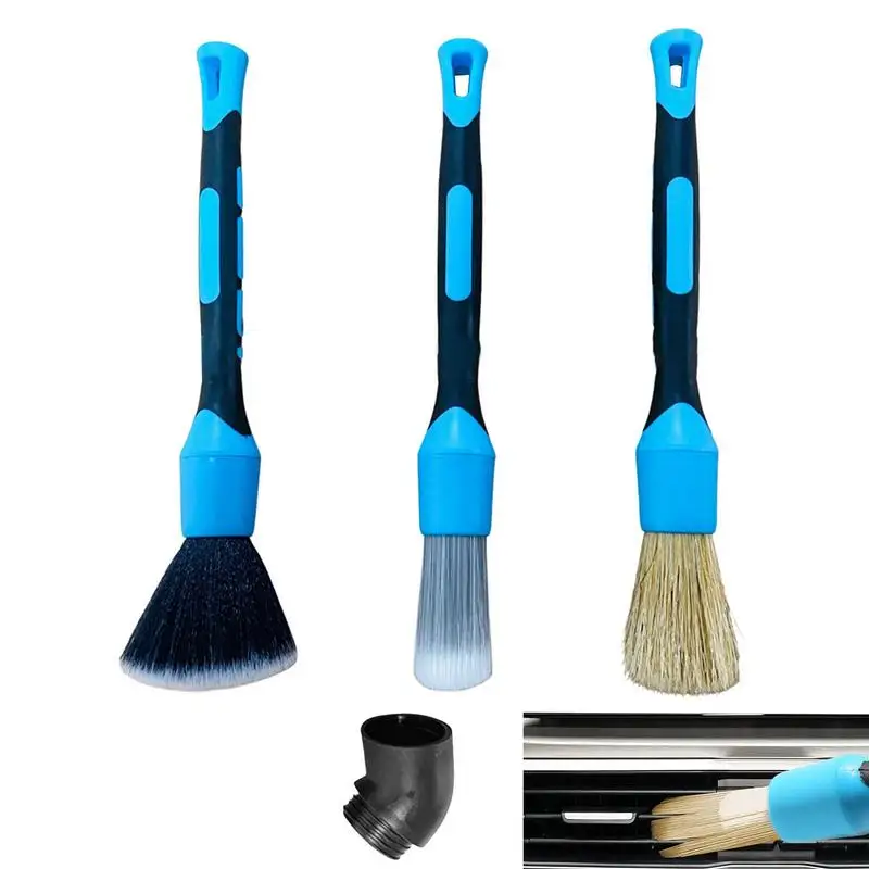 

Soft Detail Brushes Car Detailing | 3pcs Auto Interior Cleaning Brush Set | Car Care Accessories For Leather Seats Emblems Tires