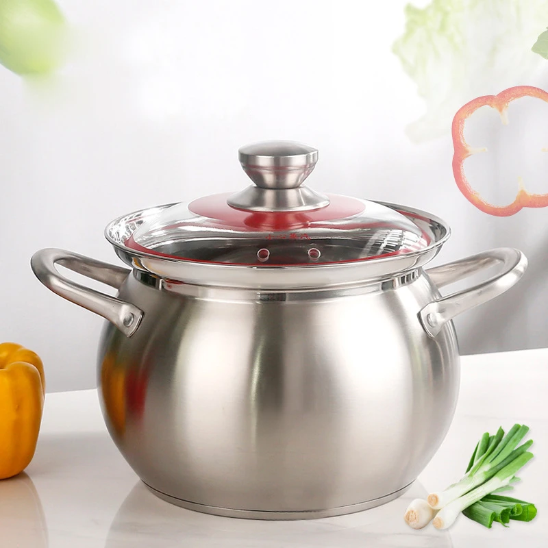 304 stainless steel Thickened soup pot New design General use of gas in induction cooker for porridge and soup big cooking pot
304 stainless steel Thickened soup pot New design General use of gas in induction cooker for porridge and soup big cooking pot