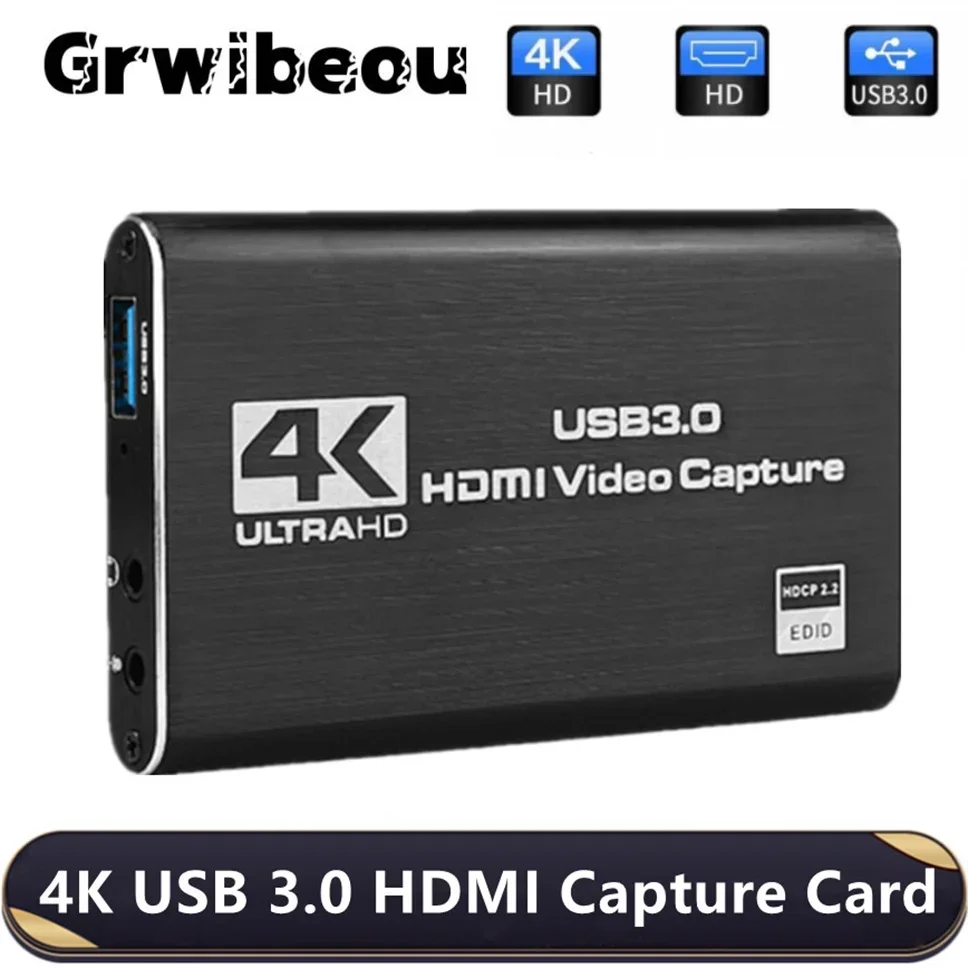 

Grwibeou 4K USB 3.0 Video Capture Card HDMI-compatible 1080P 60fps HD Video Recorder Grabber For OBS Capturing Game Card Live