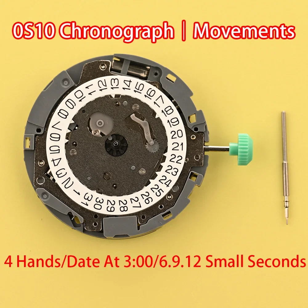 

Miyota 0S10 Movement Cal.0S10 Chrono hour/min/sec Date at 3:00 Chronograph movement.Size:13 1/2''' Heigh:4.13mm