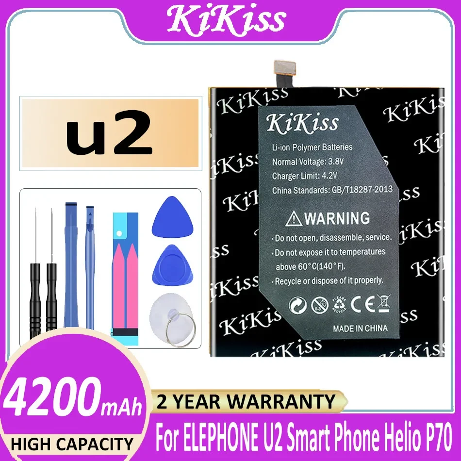 

Мощный аккумулятор KiKiss U2 4200 мАч для смартфона ELEPHONE U 2, Helio P70 P 70, аккумулятор большой емкости + трек №