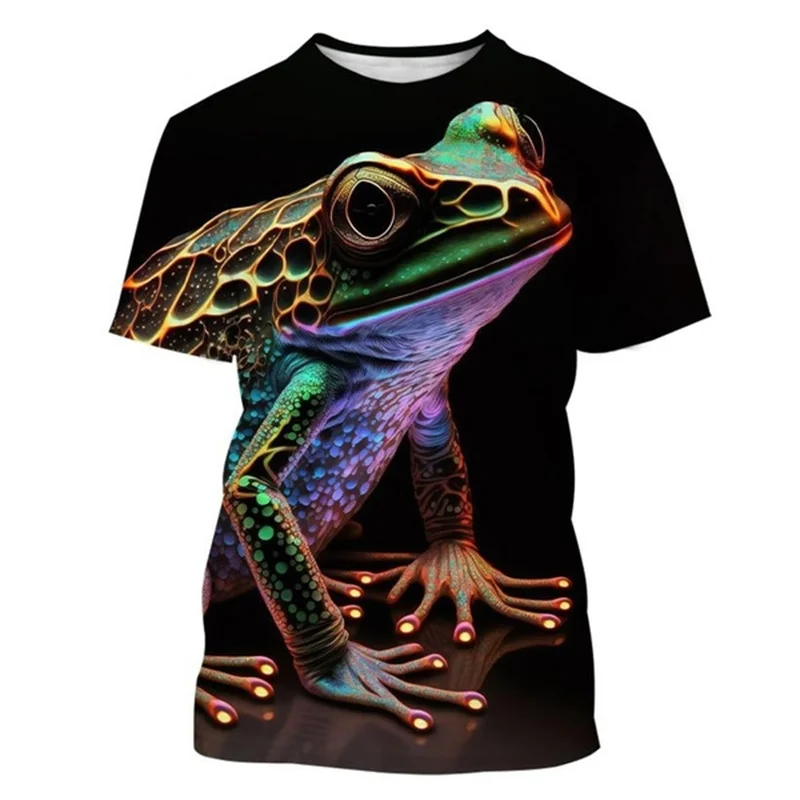

Animal Frog 3D Printing T-shirt Men Women Summer Amphibian Graphics Cool T Shirt Personality Short Sleeves Tops Kids Clothing