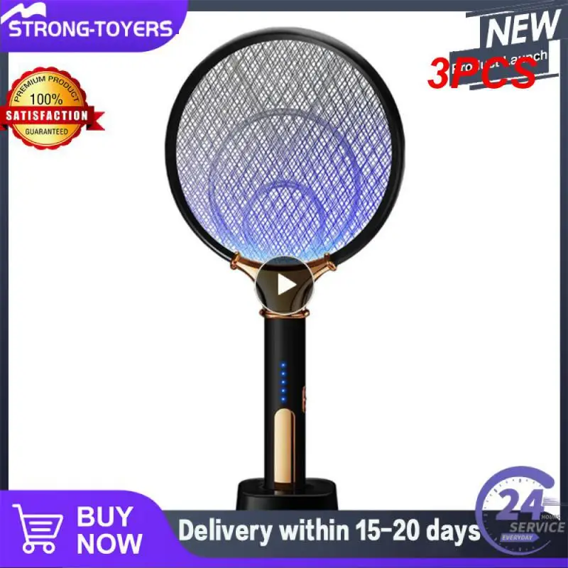 

3PCS 1200mAh Electric Mosquito Swatter LED Rechargeable Anti Fly Bug Zapper Killer Racket Pest Control Product