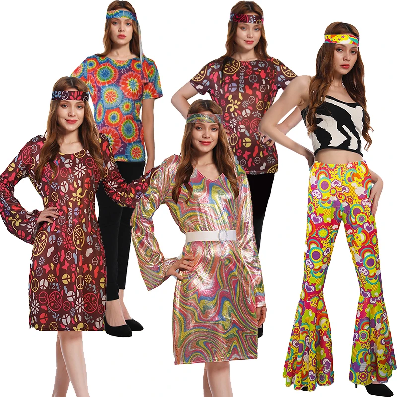 Hippie Dress for Women Peace Loving Flower 1960s 1970s Hippie Top Dress Birthday Party Costumes 
Hippie Dress for Women Peace Loving Flower 1960s 1970s Hippie Top Dress Birthday Party Costumes