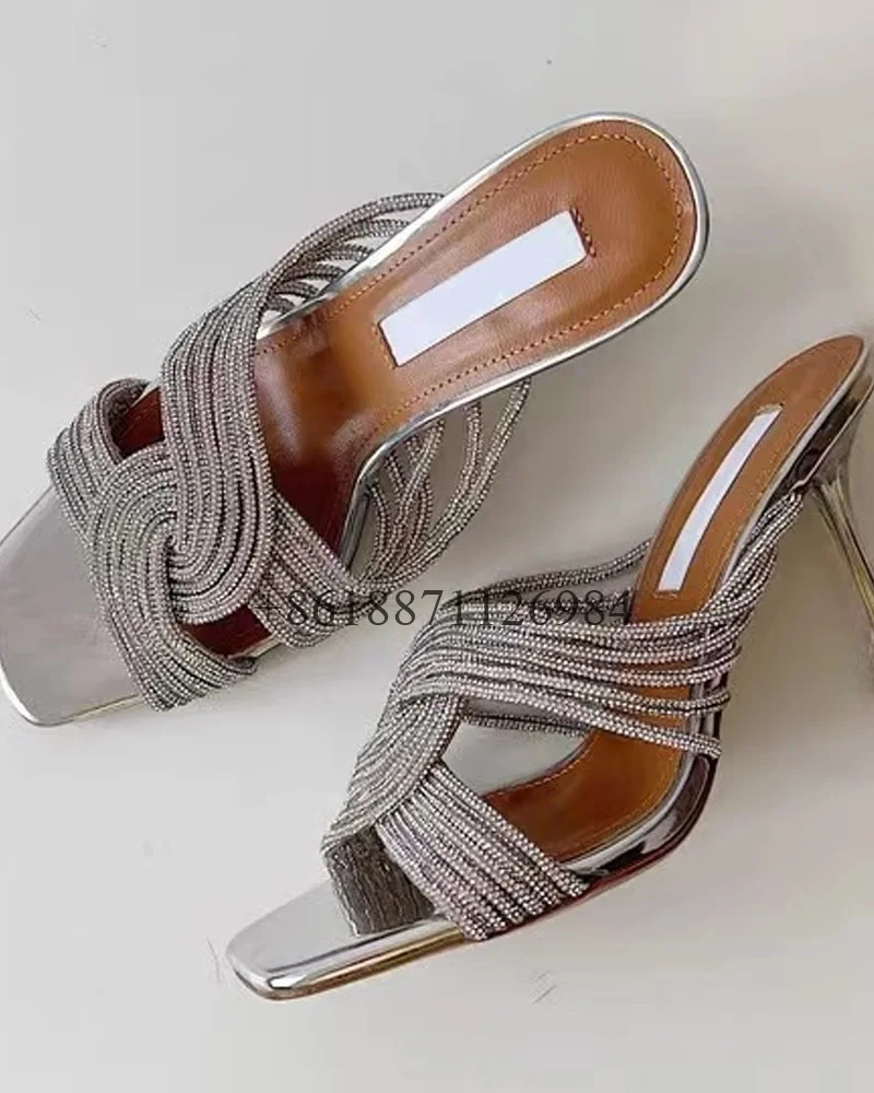 Fashion Style Square Toe Summer Outdoor Bling Women Slippers Stiletto High Heels Slip On Design Large Size Shoes
Fashion Style Square Toe Summer Outdoor Bling Women Slippers Stiletto High Heels Slip On Design Large Size Shoes