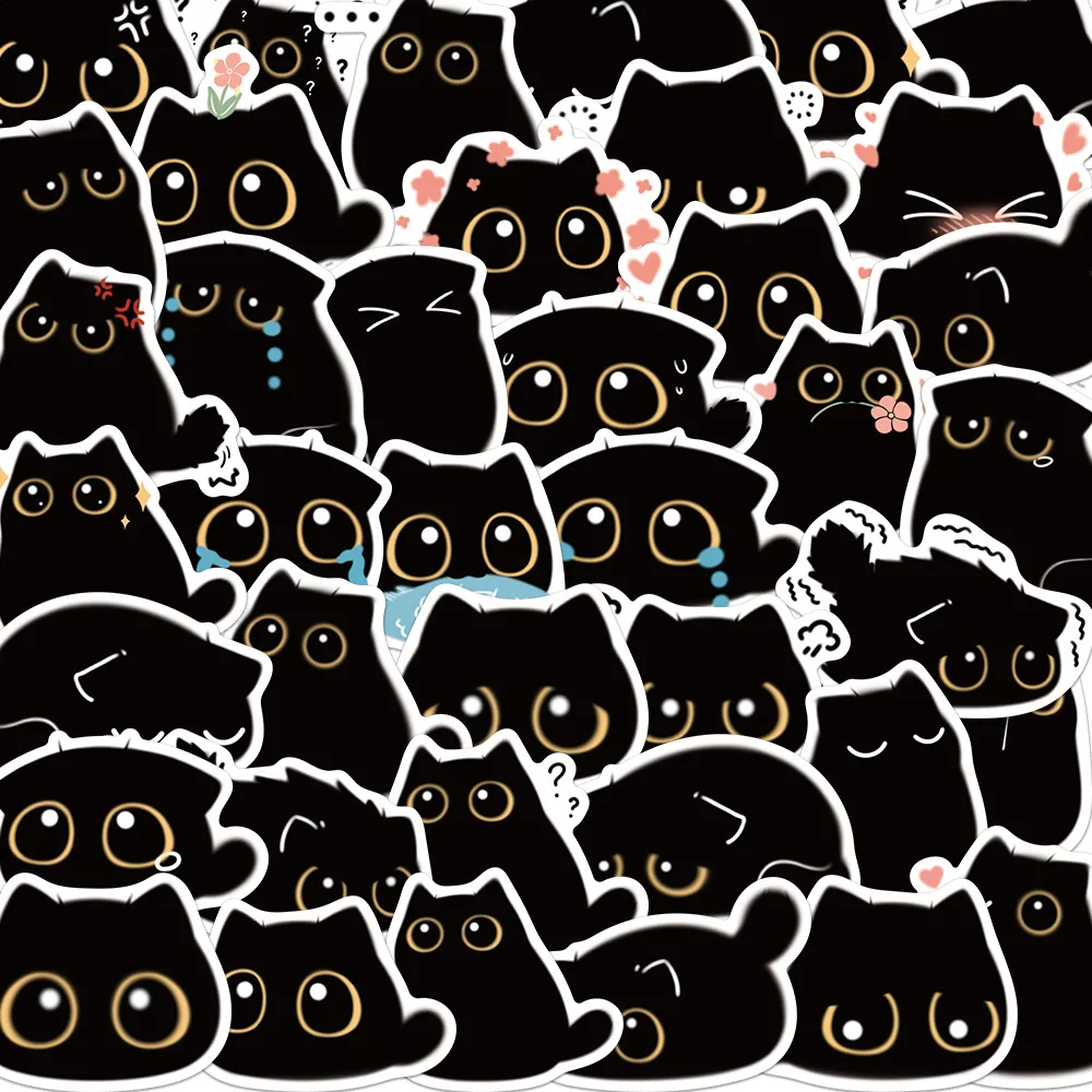 

10/20/40PCS Kawaii Black Cat expression Graffit Stickers DIY Decoration Diary Album Scrapbooking Waterproof Stationery Sticker