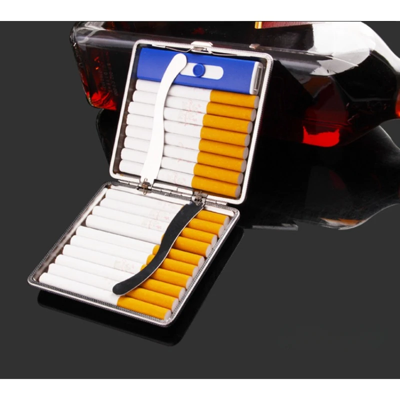 Stainless Steel Tobacco Cigarette Box for 20pcs Cigarettes Leather Cigars Cigarette Cases 1PCS Cigarette Tools Double-open
Stainless Steel Tobacco Cigarette Box for 20pcs Cigarettes Leather Cigars Cigarette Cases 1PCS Cigarette Tools Double-open