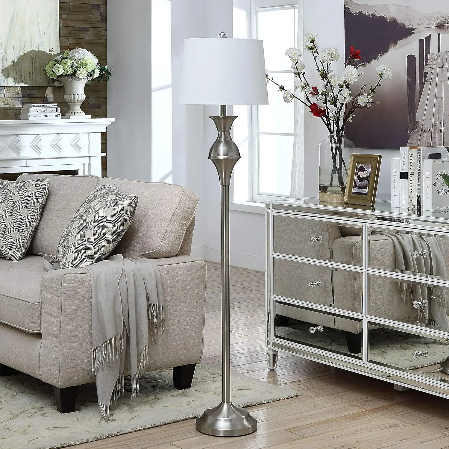 60 Inch Brushed Nickle Traditional Floor Lamp for Home Office, Living Room and Bedroom
60 Inch Brushed Nickle Traditional Floor Lamp for Home Office, Living Room and Bedroom