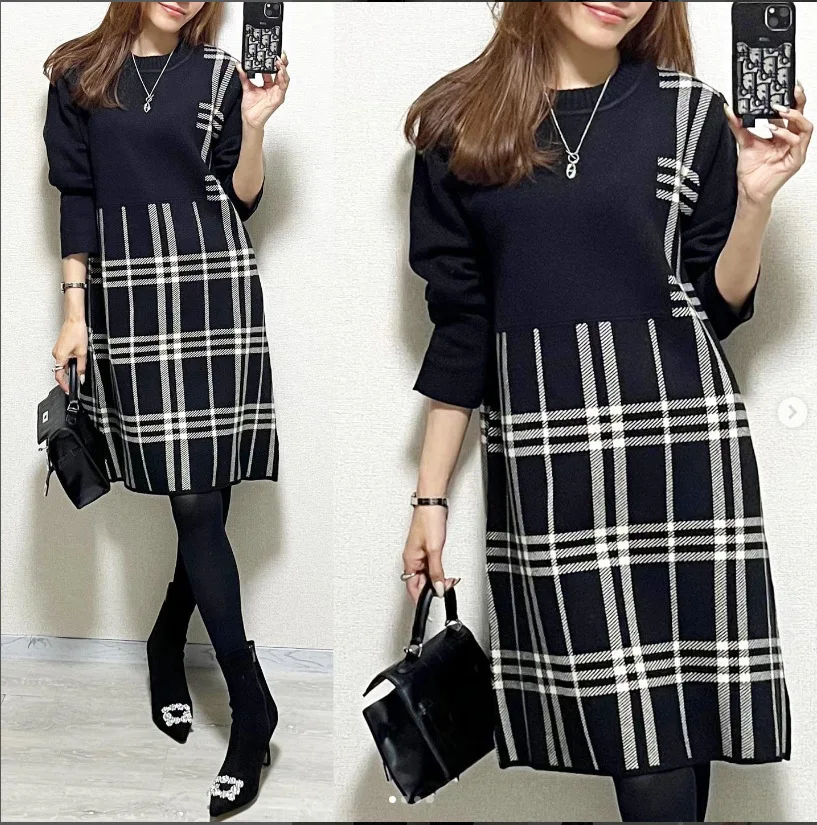 Japanese Casual Fashion Autumn And Winter Long Sleeved Women's Jacquard Loose Plaid Woolen Dress Slimming Medium Length Dress
Japanese Casual Fashion Autumn And Winter Long Sleeved Women's Jacquard Loose Plaid Woolen Dress Slimming Medium Length Dress