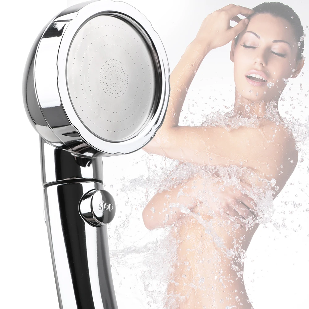 

Water Saving Handheld Shower Head Bathroom Showerhead With Stop Button 360 Degrees Rotating Adjustable Three Modes High Pressure