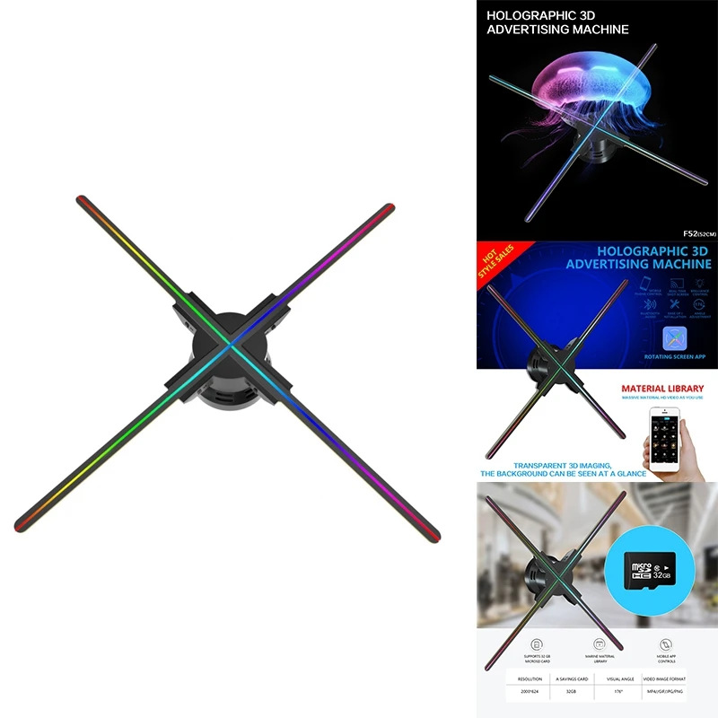 3D LED Holographic Projector Advertising Fan Wifi 720 LED APP Holographic Hologram Commercial Light Wall Mounted
3D LED Holographic Projector Advertising Fan Wifi 720 LED APP Holographic Hologram Commercial Light Wall Mounted