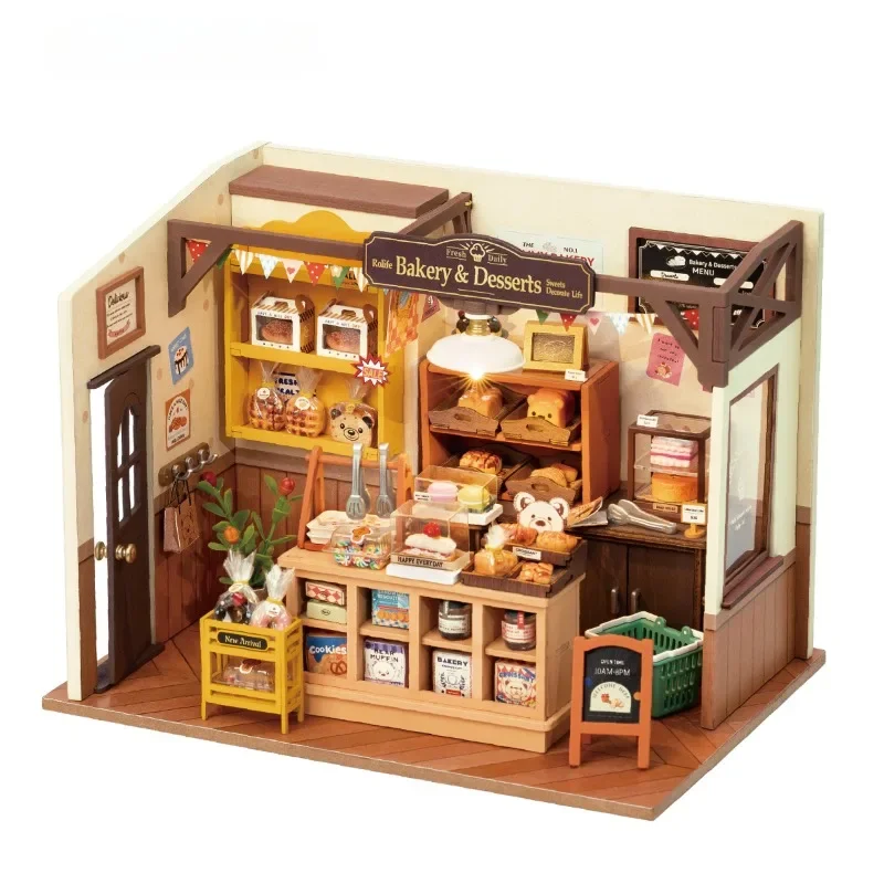 

DIY 3D Wooden Puzzle Dollhouse Becka's Baking House Miniature Fantasy Magic Doll House Wooden Kit Toy for Kids