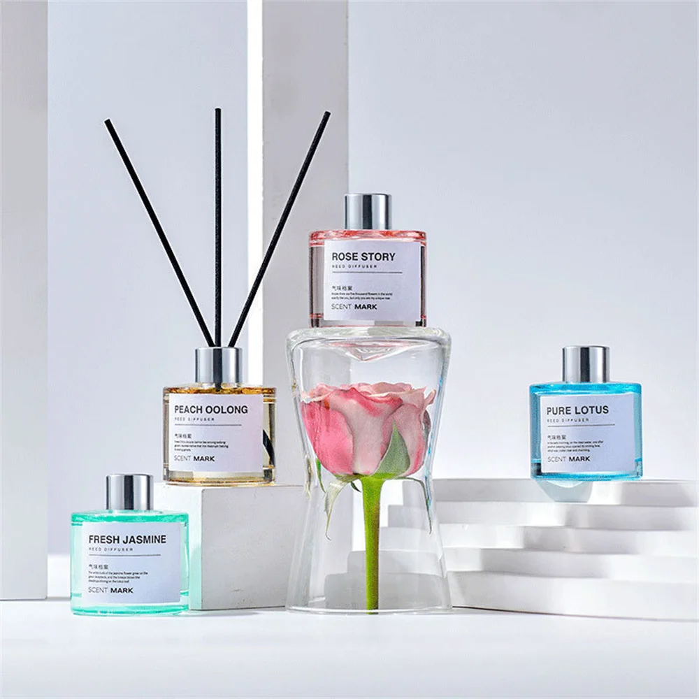 

50ml Mini Glass Fragrance Reed Diffuser Set with Sticks for Home, Aroma Bathroom Oil Diffuser, Hotel Oil Scent Diffuser Gift Set