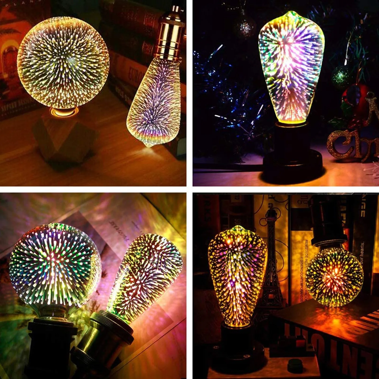 2pcs 3D Colorful LED Edison Light Bulb E27 Vintage Fireworks Decoration Bulb ST64 G95 A60 Christmas Ampoule LED Lamp Lighting
2pcs 3D Colorful LED Edison Light Bulb E27 Vintage Fireworks Decoration Bulb ST64 G95 A60 Christmas Ampoule LED Lamp Lighting