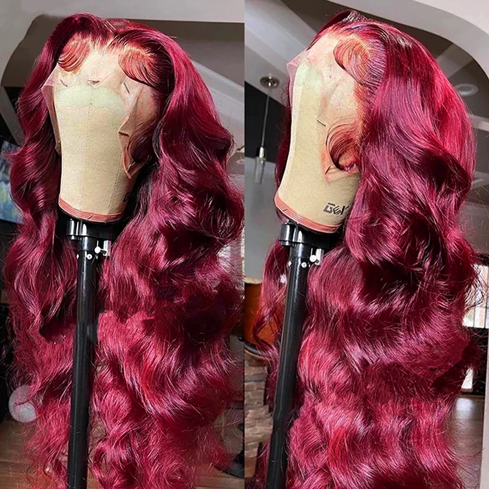 

99J Burgundy 13x6 HD Lace Frontal Wig Body Wave Lace Front Wig 13x4 Red Colored Human Hair Wigs 4x4 Closure Wig For Black Women