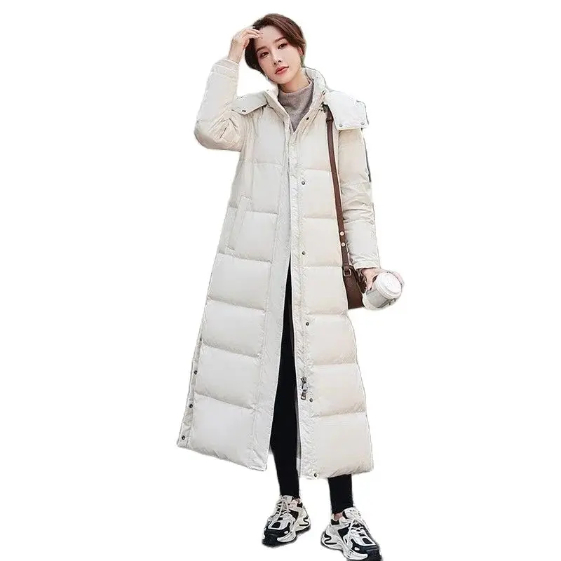 High-quality Down Women's TeMperament Long Slim Over-the-Knee Fashion Long-sleeved Hooded Split Winter Warm Thick Coat
High-quality Down Women's TeMperament Long Slim Over-the-Knee Fashion Long-sleeved Hooded Split Winter Warm Thick Coat