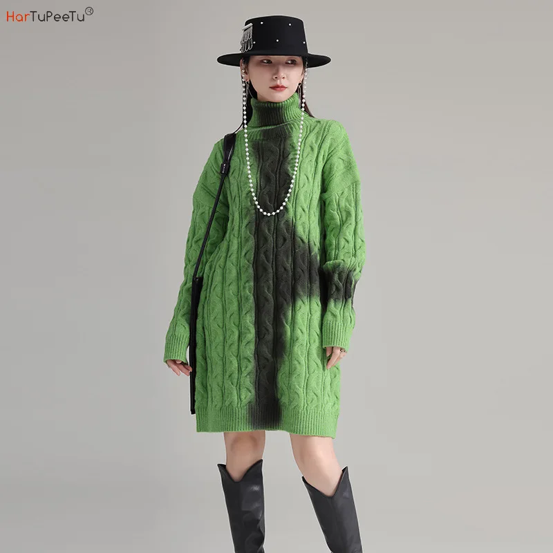 Turtlenecks Knitted Long Sweater Dress Women Cotton Pullover Top Loose Thick Vestidos Mujer 2024 Autumn Winter
Turtlenecks Knitted Long Sweater Dress Women Cotton Pullover Top Loose Thick Vestidos Mujer 2024 Autumn Winter