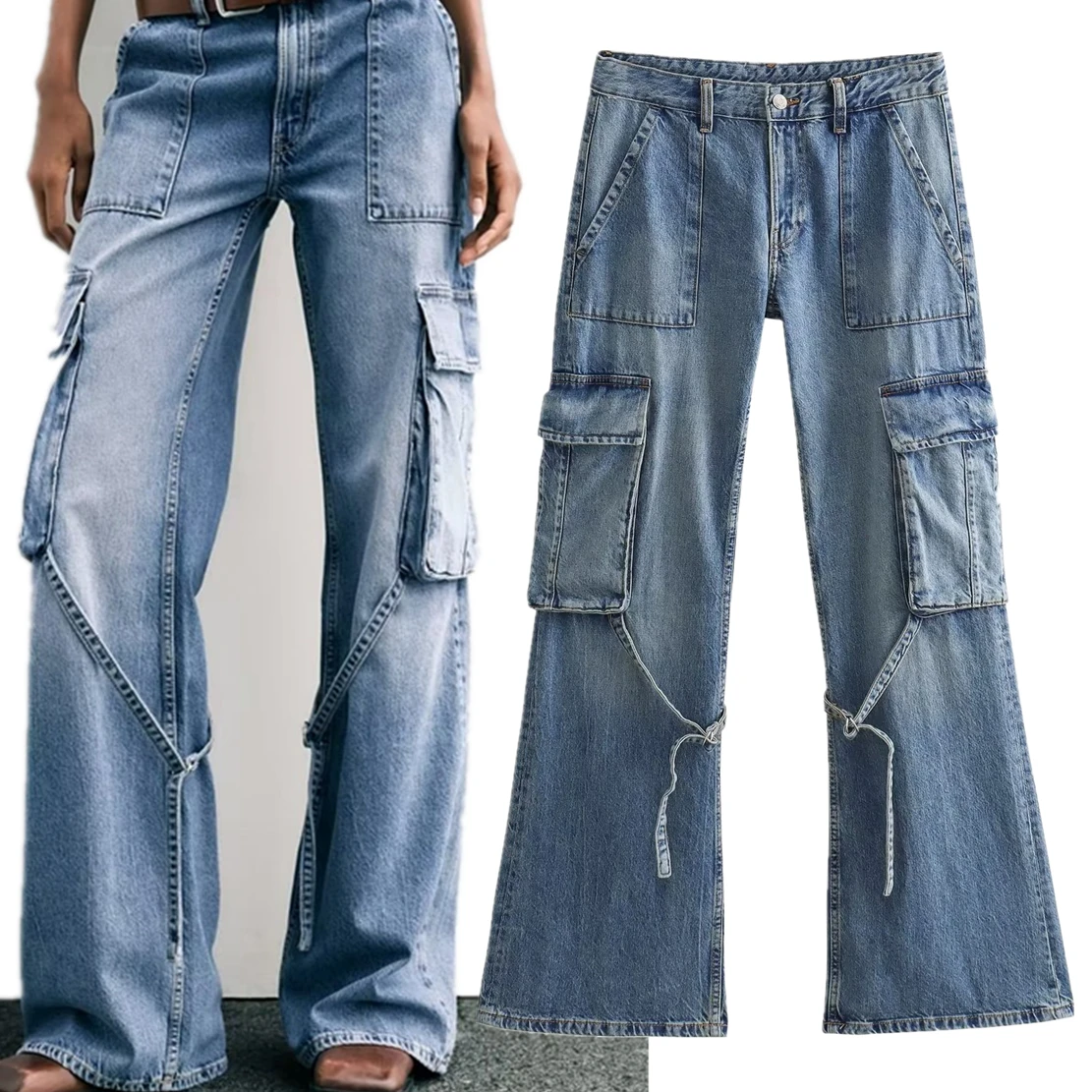 

Dave&Di American Retro Washed Distressed Straight Boyfriend Style Casual Jeans Mom Jeans Women