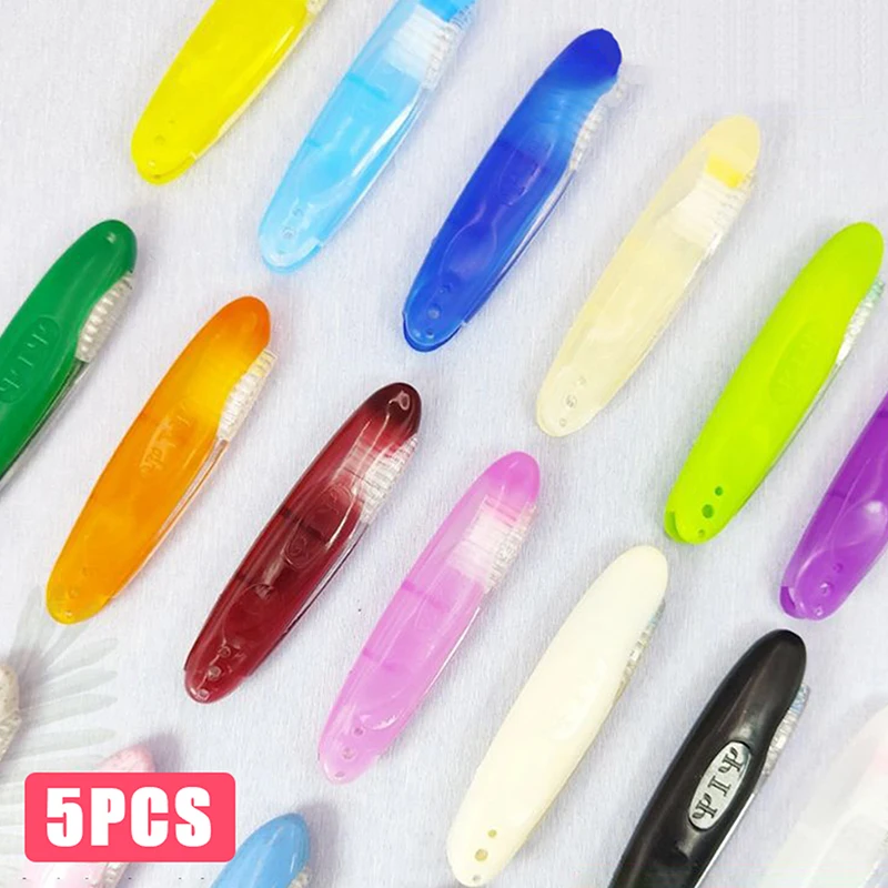 Складная зубная щетка, 5 шт., портативная Мягкая зубная щетка с бамбуковым углем, ультра дорожная зубная щетка, товары для кемпинга, уход за полостью рта