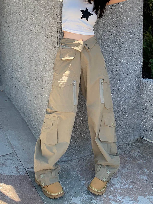 

Workwear Casual Pants For Women Spring 2023 Hip-hop Retro High Waisted Straight Tube Drape Loose High-quality Wide Leg Pants