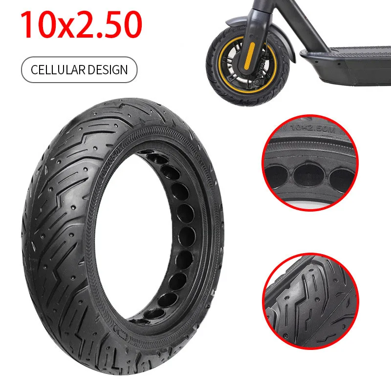 

10x2.50 Rubber Tyre Honeycomb Tubeless 10 inch Tires For Segway Ninebot Max G30 G30L G30D Electric Scooter 60/70-6.5 Solid Tire