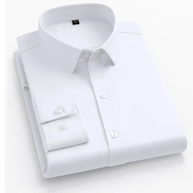 قميص أبيض للرجال بأكمام طويلة، كاجوال بدون حديد، قميص مناسب للربيع/الصيف، ملابس رسمية احترافية قميص أبيض للرجال بأكمام طويلة، كاجوال بدون حديد، قميص مناسب للربيع/الصيف، ملابس رسمية احترافية