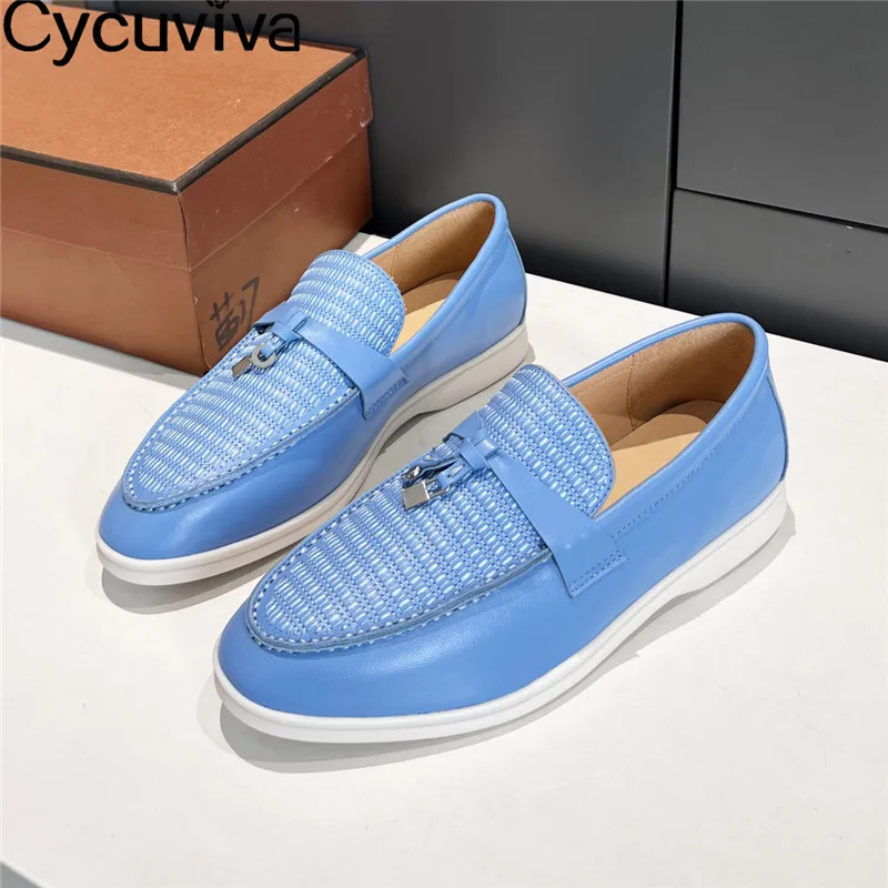 New Leather Loafers Women Metal Lock Tassel Flat Shoes Round Toe Rubber Sole Casual Ladies Shoes Summer Walker Shoes Woman Mules
New Leather Loafers Women Metal Lock Tassel Flat Shoes Round Toe Rubber Sole Casual Ladies Shoes Summer Walker Shoes Woman Mules
