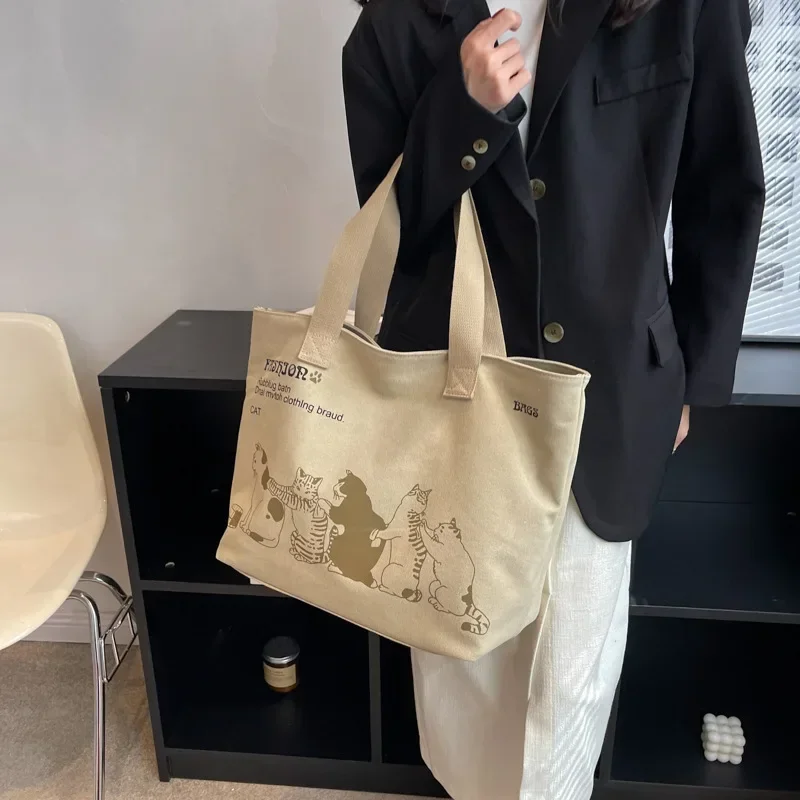 

Женская Холщовая Сумка на одно плечо, вместительная модная сумочка в Корейском стиле, школьный портфель для японских студентов