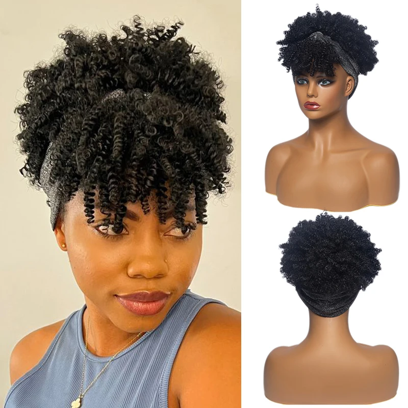 Short Afro Curly Headband Wig 10 Inch Soft Kinky Curly Wig with Turban Natural Synthetic Fluffy Curly Scarf Warp Wigs for Women 
Short Afro Curly Headband Wig 10 Inch Soft Kinky Curly Wig with Turban Natural Synthetic Fluffy Curly Scarf Warp Wigs for Women