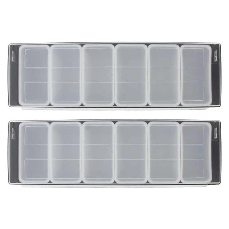 

2X Ice Cooled Condiment Serving Container Chilled Garnish Tray Bar Caddy For Home Work Six Grid Seasoning Box