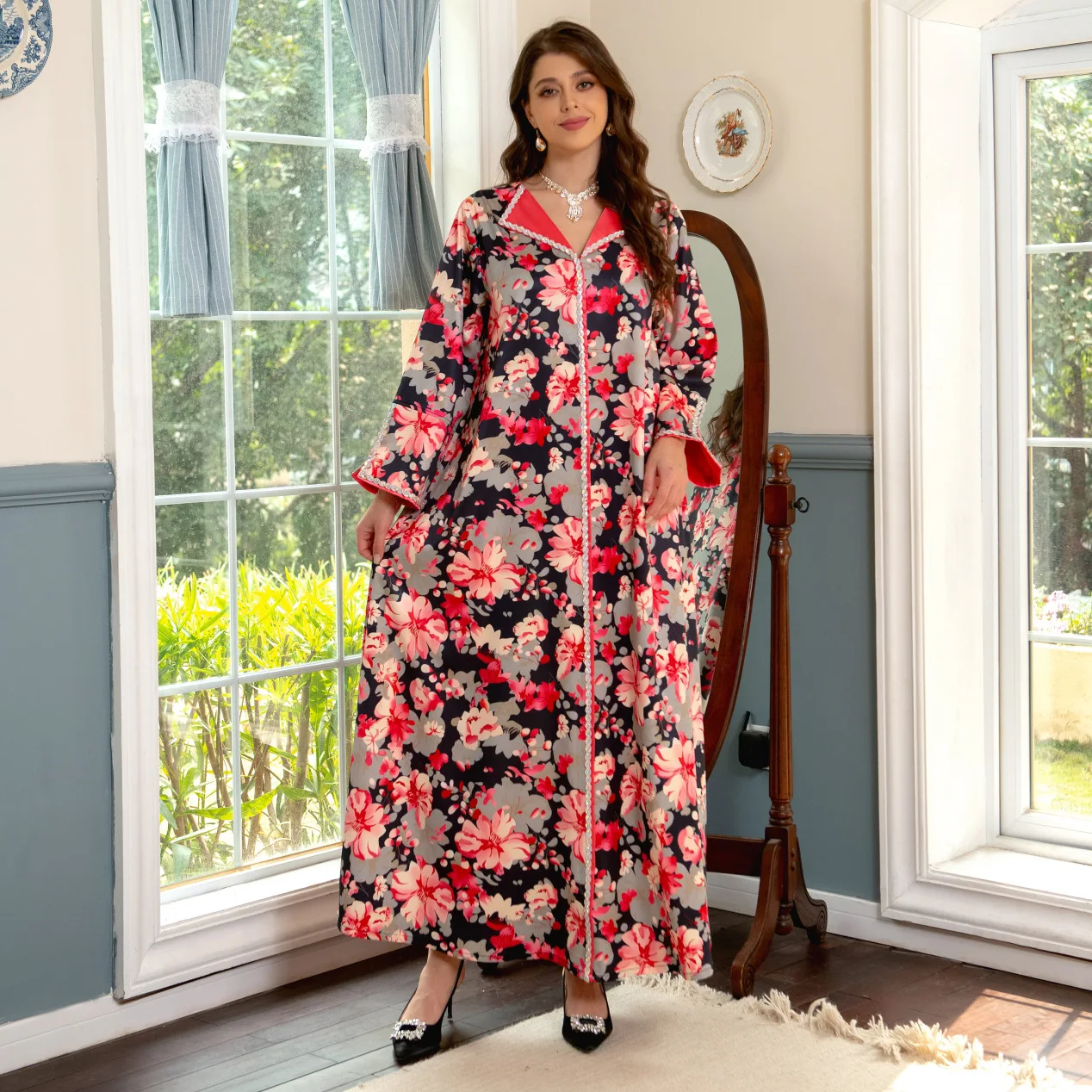 Eid Ramadan Muslim Abayas Floral Print Women Dress Dubai Islamic Turkey Kaftan Caftan Elegant Vestidos Party Dresses 2023
Eid Ramadan Muslim Abayas Floral Print Women Dress Dubai Islamic Turkey Kaftan Caftan Elegant Vestidos Party Dresses 2023