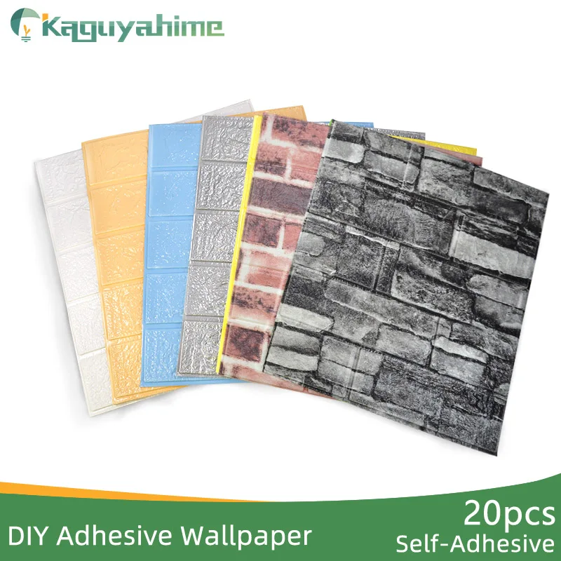 

Kaguyahime 20Pcs Decoration Wallpapers Brick Waterproof Brick For Kids Room Living Room 3D Wall Sticker Self-Adhesive Wallpaper