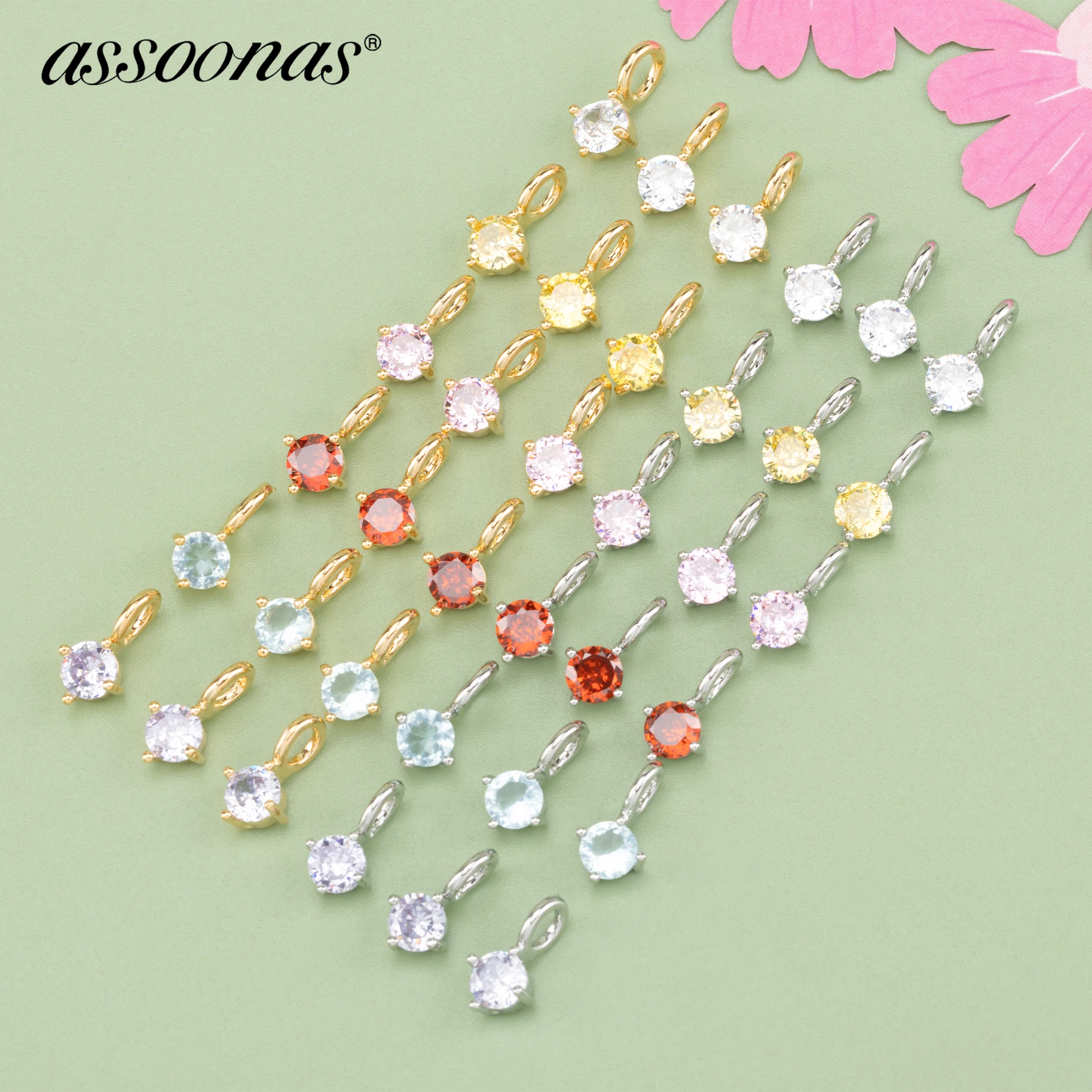 

(MA77) 10pcs High Quality 18k Gold Rhodium Plated Copper and Zircons Charms Pendants Diy Jewelry Findings Accessories