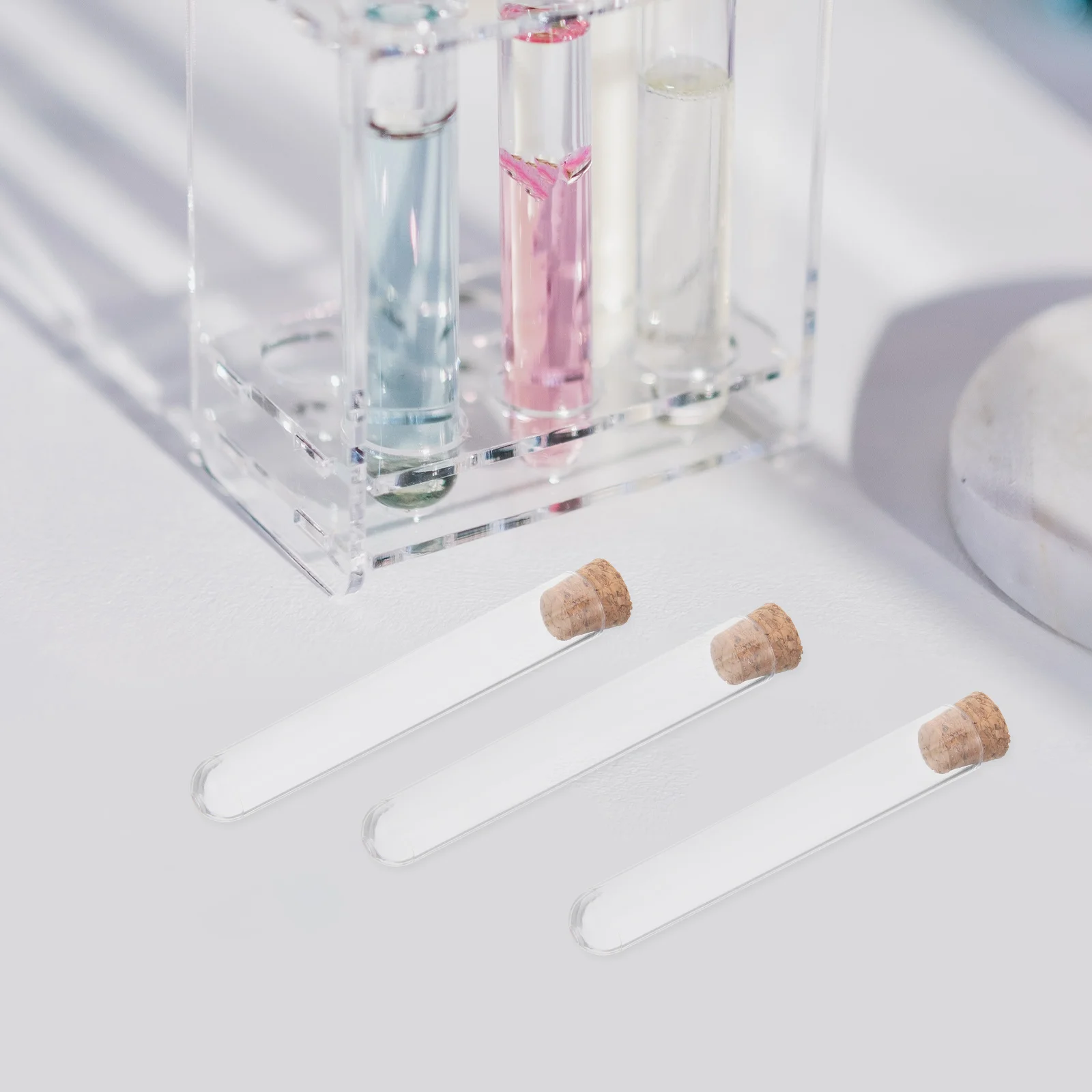 

Clear Test Tubes with Cork Stoppers Vials Container Sample Tubes for Candy Jewelry Beads Powder Scientific Experiments