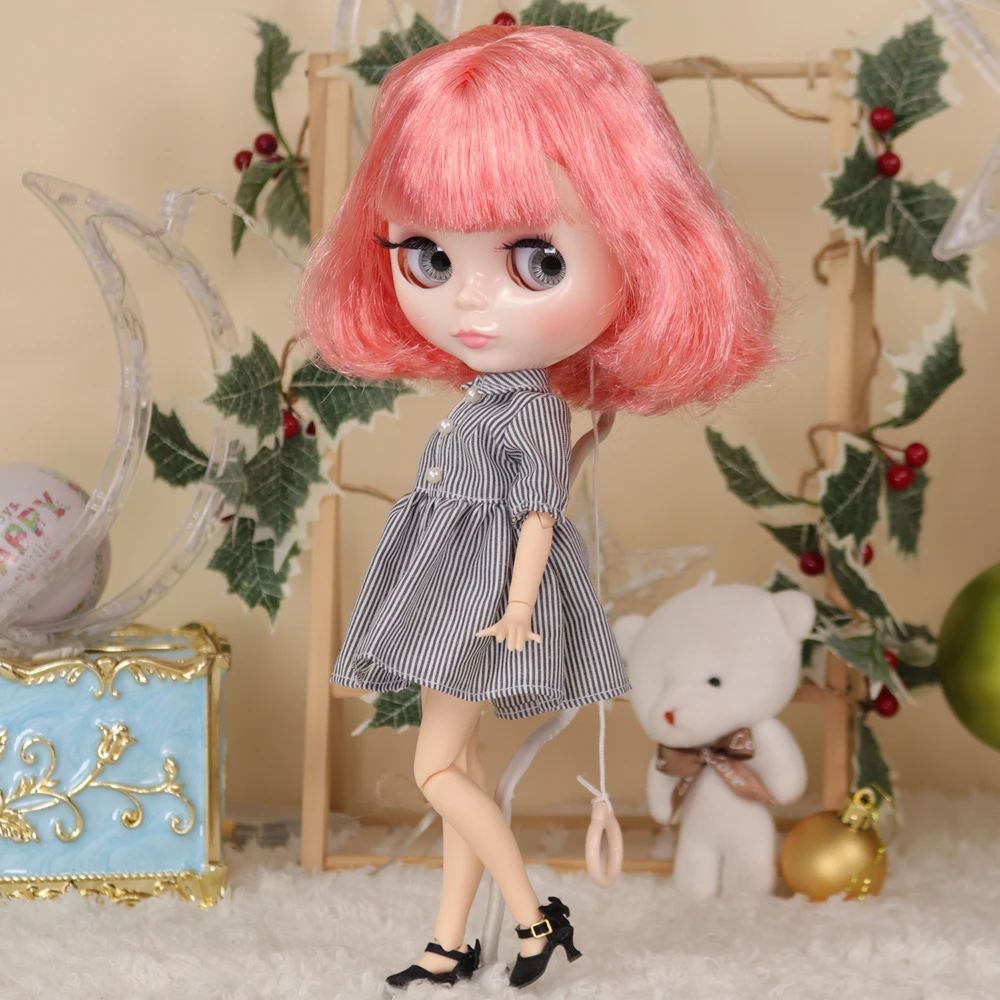 

Кукла Blyth ICY DBS с розовыми волосами и белой кожей, глянцевое лицо, шарнирное тело 1/6, Новогодний подарок