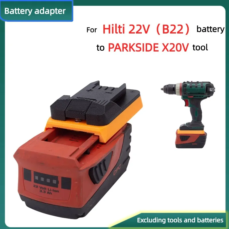 For Hilti 22V (B22) Lithium Battery Converter TO PARKSIDE X20V Series Cordless Drill Tool Adapter (Only Adapter)
For Hilti 22V (B22) Lithium Battery Converter TO PARKSIDE X20V Series Cordless Drill Tool Adapter (Only Adapter)