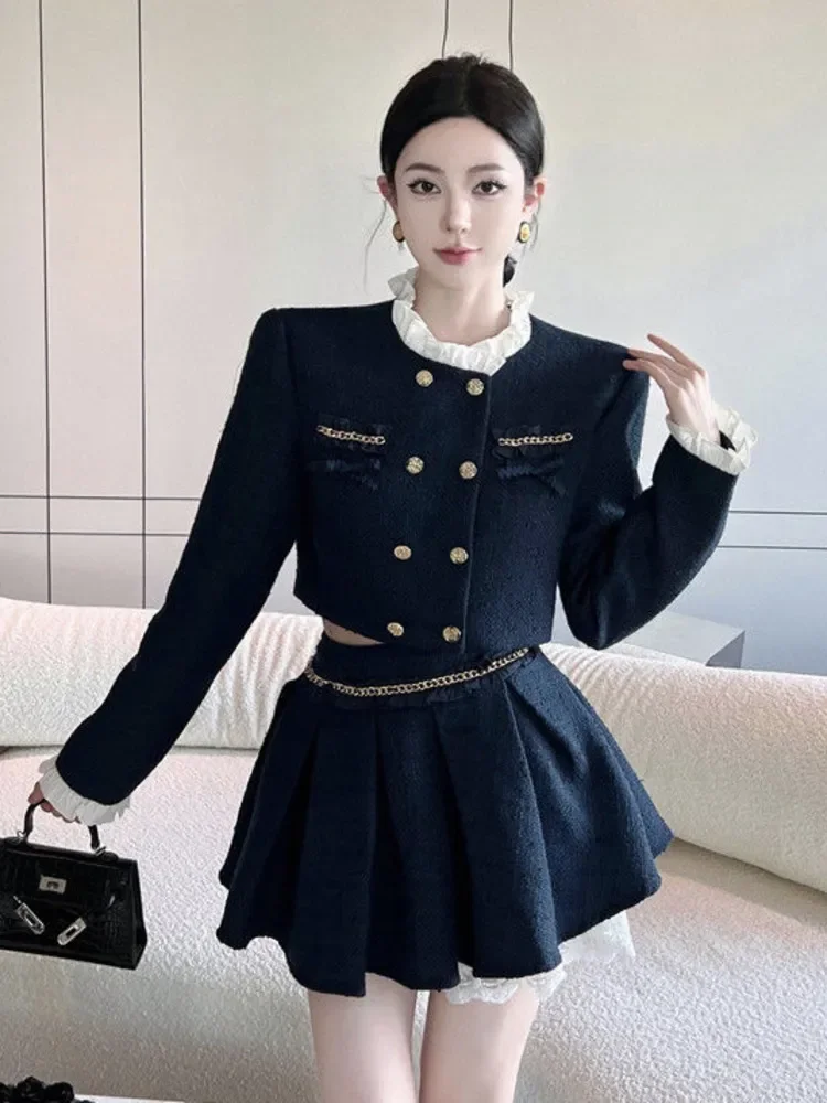 High Quality Fashion Lace Patchwork Small Fragrance 2 Piece Sets Women Outfits Long Sleeve Short Jacket Coat + Mini Skirt Suits
High Quality Fashion Lace Patchwork Small Fragrance 2 Piece Sets Women Outfits Long Sleeve Short Jacket Coat + Mini Skirt Suits