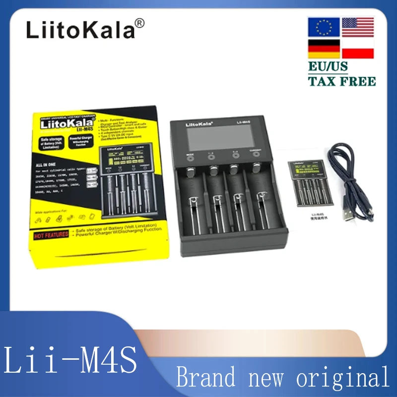 

LiitoKala Lii-M4 Lii-M4S 18650 Rechargeable Battery Smart Charger 3.7V 26650 18350 21700 18500 14500 16340 1.2V AA AAA