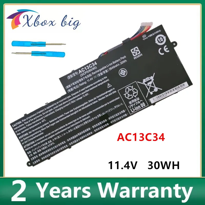 New AC13C34 Laptop Battery For Acer Aspire E3-111 E3-112 ES1-111M V5-122P V5-132 MS237 KT.00303.005 11.4V 2640mAh/30WH
New AC13C34 Laptop Battery For Acer Aspire E3-111 E3-112 ES1-111M V5-122P V5-132 MS237 KT.00303.005 11.4V 2640mAh/30WH