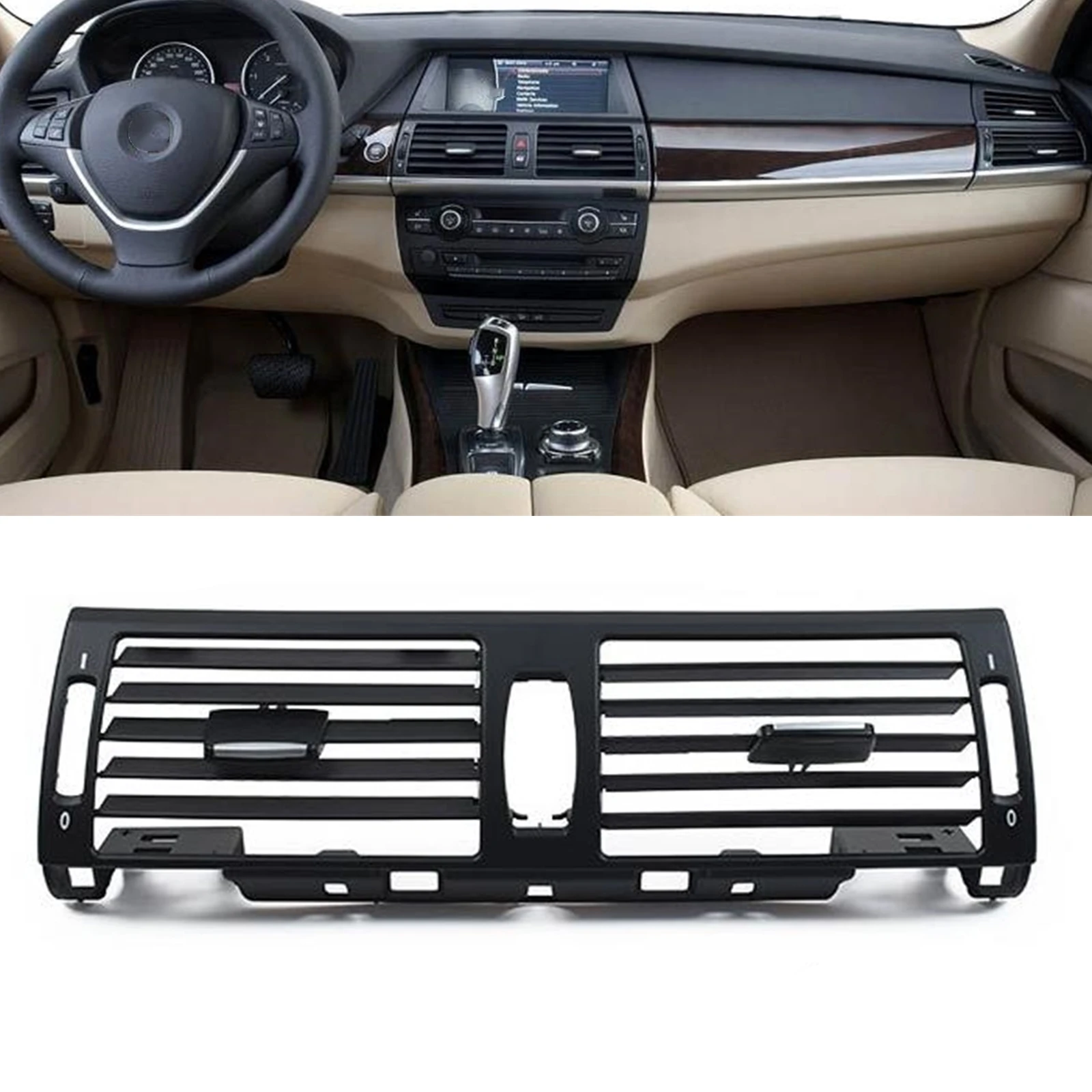 

Car Front Center Air Outlet Vent Conditioning Panel Grill Cover Trim Dasnboard Grille For BMW X5 E70 2007-2013 X6 E71 2008-2014