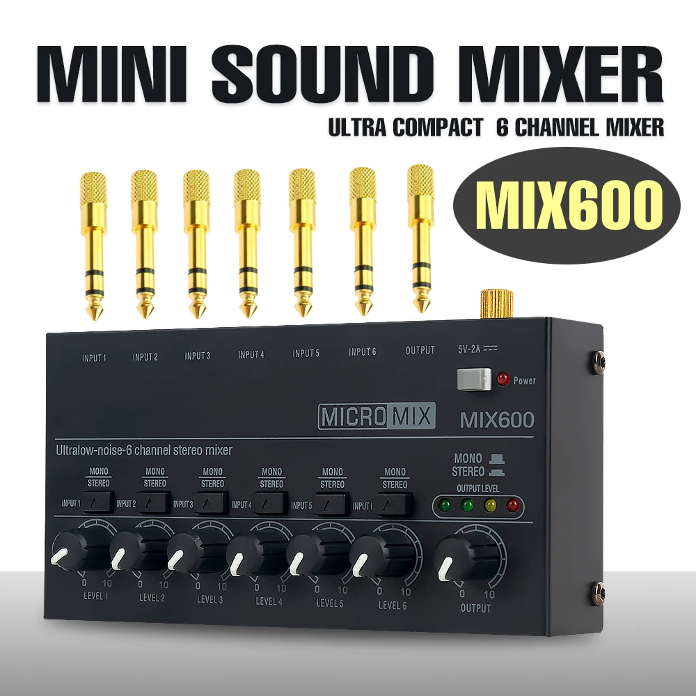 6 Channel Ultra Low Noise Stereo Line Mixer Mini Professional Sound Mixer Power Supply DC5V Easy Operation Audios Mixer
6 Channel Ultra Low Noise Stereo Line Mixer Mini Professional Sound Mixer Power Supply DC5V Easy Operation Audios Mixer