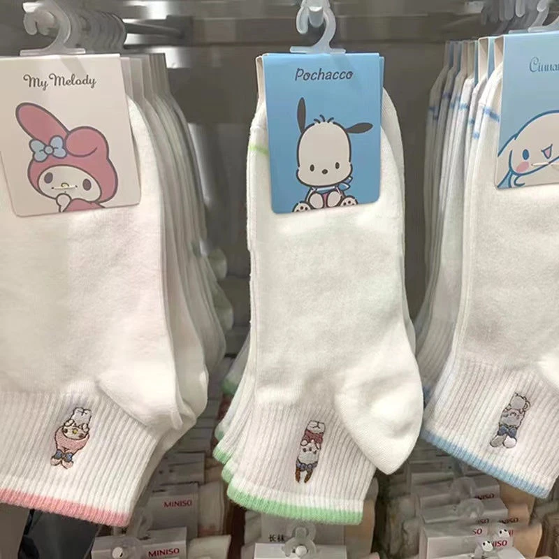 Kawaii Sanrio Pochacco Mymelody Cinnamoroll Pure White Knitted Printed Socks Girl Cute Anime Socks Girl Birthday Christmas Gift
Kawaii Sanrio Pochacco Mymelody Cinnamoroll Pure White Knitted Printed Socks Girl Cute Anime Socks Girl Birthday Christmas Gift