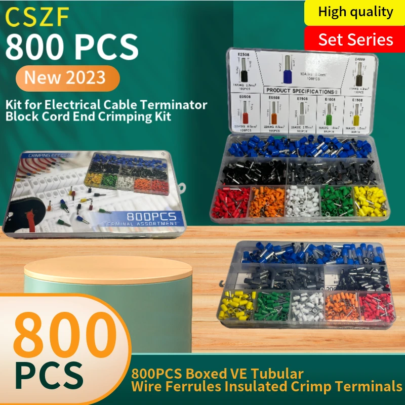 800PCS Insulated Cord End Terminal Set Electrical Wire Ferrules Kit Cable End Cold Crimp Sleeve Box Copper Pin ConnectorAWG22-10
800PCS Insulated Cord End Terminal Set Electrical Wire Ferrules Kit Cable End Cold Crimp Sleeve Box Copper Pin ConnectorAWG22-10