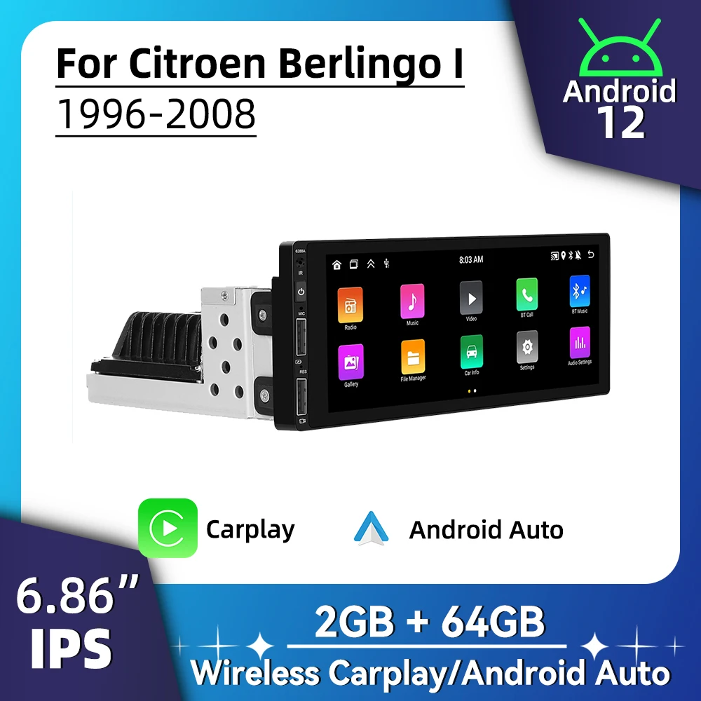 

Android Radio for Citroen Berlingo I 1996-2008 Car Multimedia Android Auto Stereo 1 Din Head Unit Carplay Autoradio GPS BT WIFI