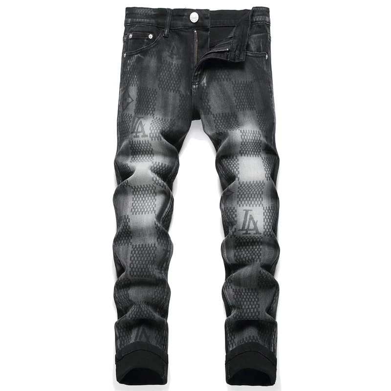 Spring and Autumn Punk Men's Jeans Cat Beard Black Ground White Pants Mid Waist Printed Men's Pants
Spring and Autumn Punk Men's Jeans Cat Beard Black Ground White Pants Mid Waist Printed Men's Pants