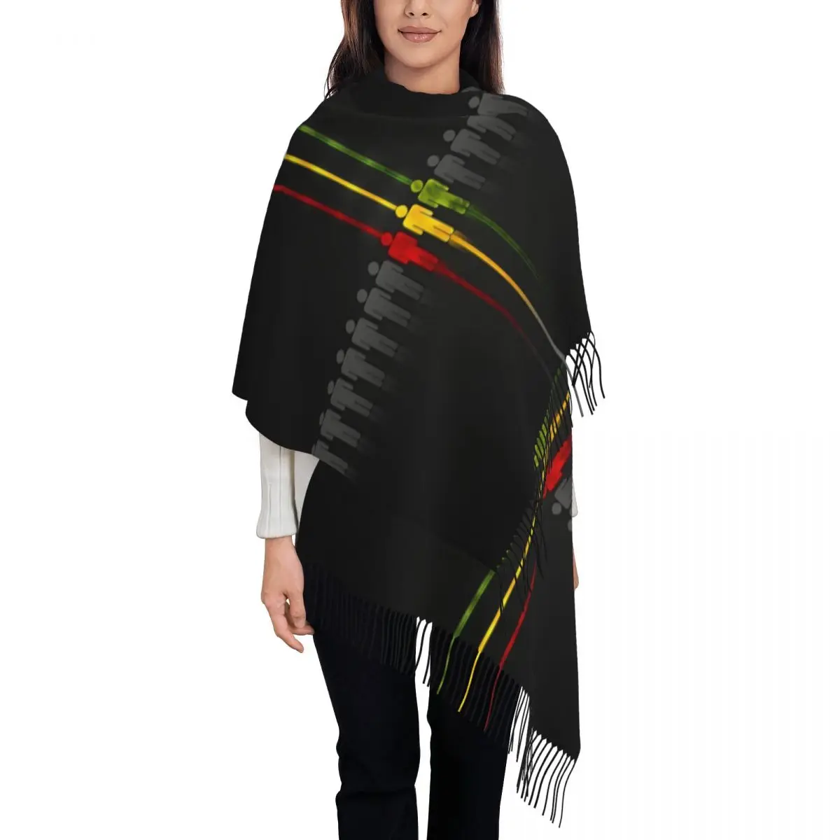 

Женская теплая шаль Reggae People, большой длинный шарф, японская раста, Пашмина, шарфы с кисточками