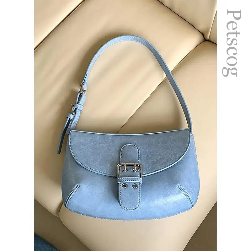 

Hasp Design Luxury Women's Shoulder Bag 2023 Solid Color Flap Underarm Hobo Korean Fashion Ladies Handbags Y2k Clutch Purse New