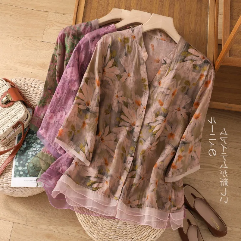 Prints Women's Blouses Summer 2023 New Loose Vintage Top V-neck Cotton Hemp Chinese Style Women Shirts YCMYUNYAN
Prints Women's Blouses Summer 2023 New Loose Vintage Top V-neck Cotton Hemp Chinese Style Women Shirts YCMYUNYAN