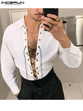 Handsome Well Fitting New Men's Solid Long Sleeve Lace Up Shirts Stylish Male Lapel Collor Simple Blouse S-5XL INCERUN Tops 2022
Handsome Well Fitting New Men's Solid Long Sleeve Lace Up Shirts Stylish Male Lapel Collor Simple Blouse S-5XL INCERUN Tops 2022