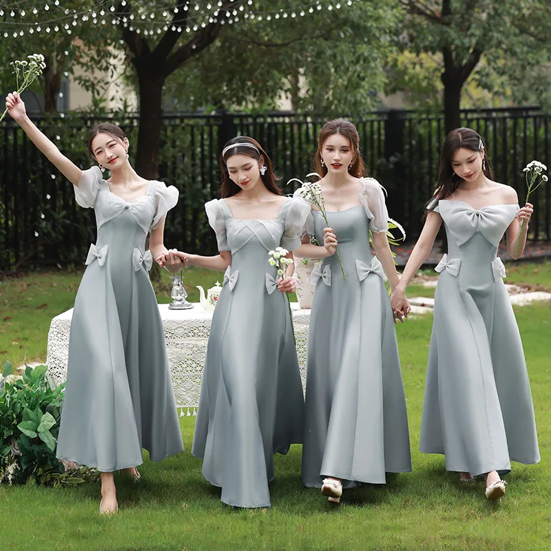 

Hong Hu Prom Gown Satin 2024 Korean Bridesmaid Sisters Group Host Friends Formal Affair Evening Dress For Women